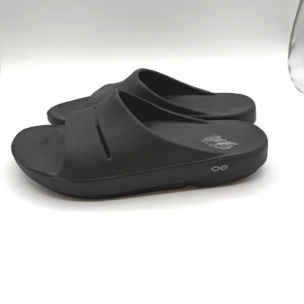 OOFOS Ooahh Slide Sandals Men 11 Black Recovery Arch Support Comfort Shoes